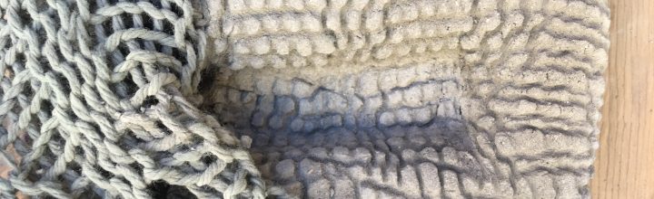 Fabricademy Week 7 : The Textile Scaffold – Knitted Fabric formation with concrete